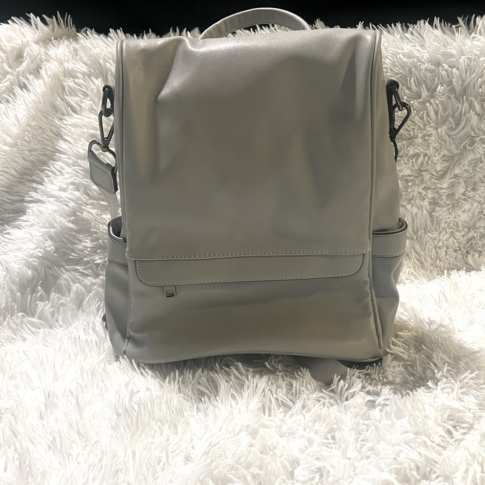 Grey backpack purse